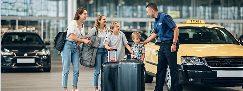 Taxi driver provided by Allways Transfers assisting a family in Rome airport.